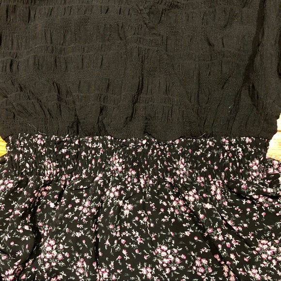 Dress S maxi black flounce long 2 4 sleeve belt - Picture 9 of 9